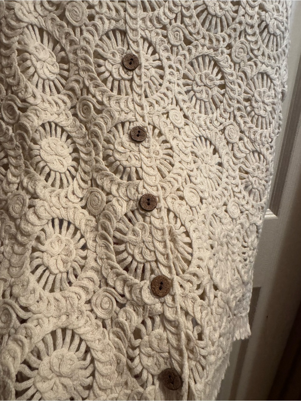 bobeau Cream Crochet Lace Button-Up Vest - Picture 2 of 3